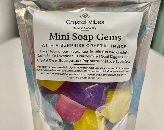 Mini Soap Gems - with a surprise crystal inside - mini soap - soap sampler - bag of soap - crystal soaps - surprise soap